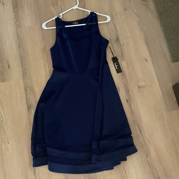 Lulus Navy Fit and Flare Dress - Picture 2 of 3
